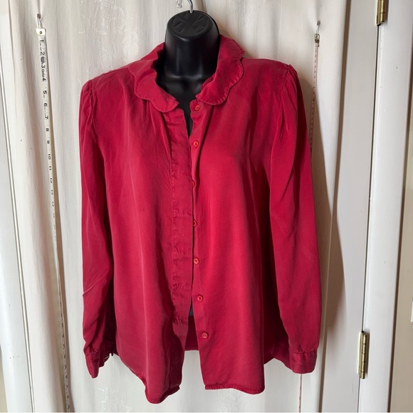 Vintage Women's Fenn Wright & Manson Red Button-Down Shirt - Picture 4 of 10